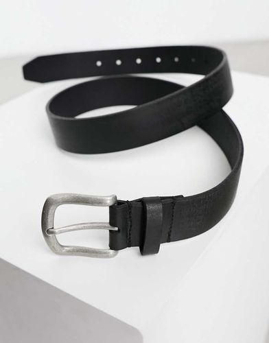 Ceinture en cuir avec boucle en argent poli - Noir vintage - Asos Design - Modalova