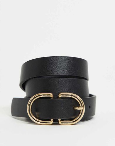 Ceinture fine en similicuir avec boucle dorée ronde - - BLACK - Asos Design - Modalova