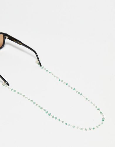 Chaîne pour lunettes de soleil avec éclats de pierres semi-précieuses vertes véritables - Asos Design - Modalova