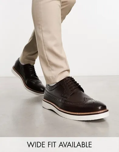 Chaussures richelieu en cuir avec semelle compensée blanche - Asos Design - Modalova