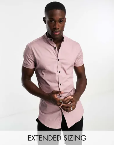 Chemise ajustée à col Mao - Mauve - Asos Design - Modalova