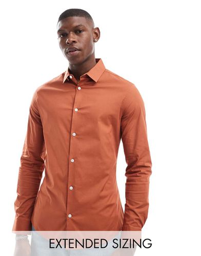 Chemise ajustée en popeline avec encolure carrée - Tabac - Asos Design - Modalova