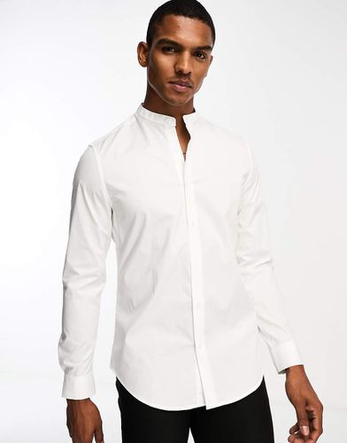 Chemise ajustée en popeline facile à repasser avec col grand-père - Asos Design - Modalova