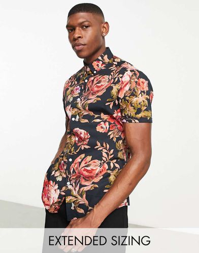 Chemise ajustée stretch à fleurs - et rouge - Asos Design - Modalova