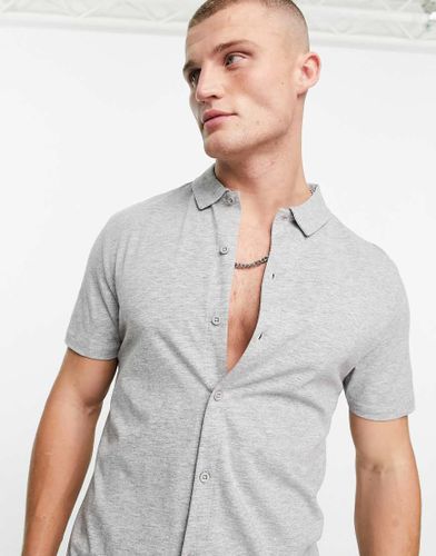 Chemise boutonnée en jersey - chiné - Asos Design - Modalova