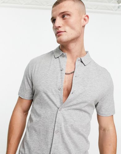 Chemise boutonnée en jersey - chiné - Asos Design - Modalova