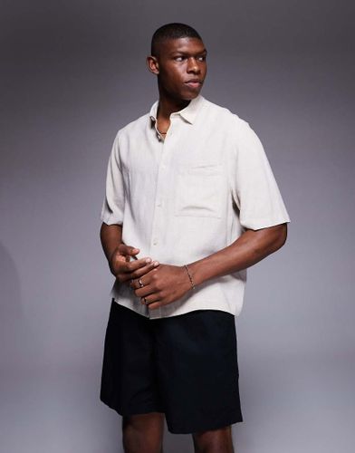 Chemise coupe carre en lin mlang - Taupe - Asos Design - Modalova