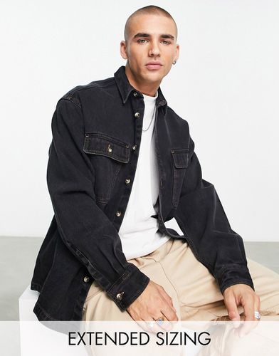 Chemise coupe carrée oversize en jean avec double poches - Asos Design - Modalova