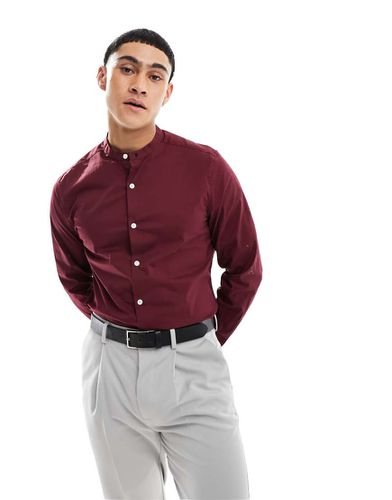 Chemise classique avec col grand-père - Bordeaux - Asos Design - Modalova