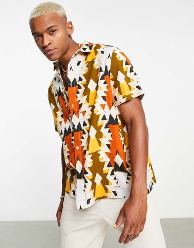 Chemise classique en lin mélangé avec motif aztèque abstrait - Asos Design - Modalova