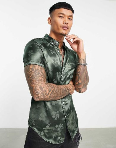 Chemise classique en satin à fleurs en jacquard - Asos Design - Modalova