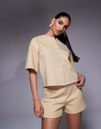 Chemise d'ensemble coupe carre en maille interlock avec manches mi-longues - June citron - Asos Design - Modalova