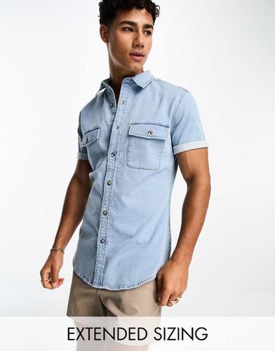 Chemise en jean skinny à manches courtes - clair délavé - Asos Design - Modalova