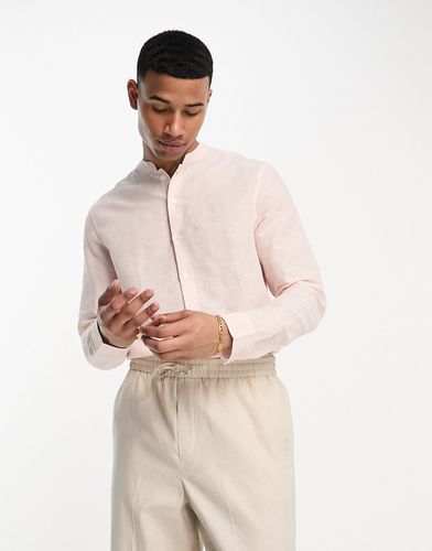 Chemise en lin habillée coupe classique avec col Mao - pâle - Asos Design - Modalova