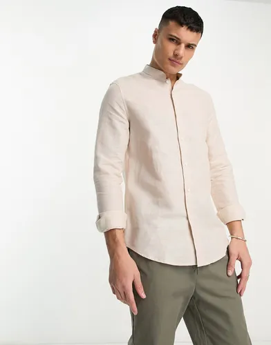 Chemise en lin habillée coupe classique avec col officier - Écru - Asos Design - Modalova