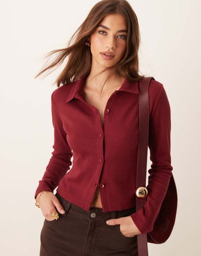 Chemise gaufrée effet rétréci - Bordeaux - Asos Design - Modalova