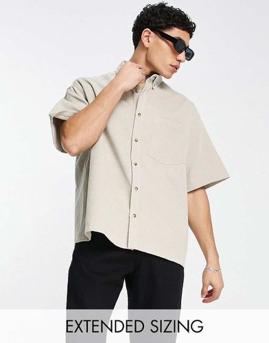 Chemise oversize coupe carrée en velours côtelé à manches courtes - Beige - Asos Design - Modalova