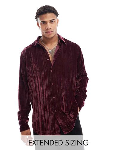 Chemise oversize coupe carrée en velours effet froissé - Bordeaux - Asos Design - Modalova