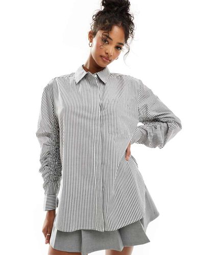 Chemise oversize rayée à manches froncées - Noir et blanc - Asos Design - Modalova