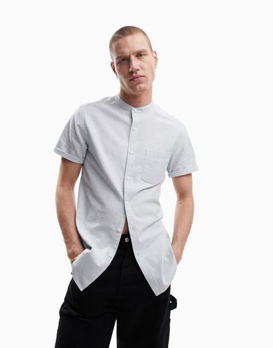 Chemise oxford coupe slim à col grand-père - teint - Asos Design - Modalova