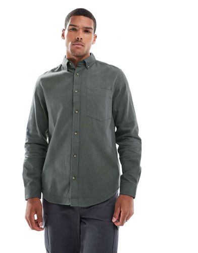 Chemise Oxford brossée - Gris - Asos Design - Modalova