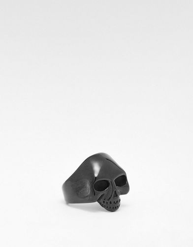 Chevalière tête de mort en acier inoxydable imperméable - Noir - Asos Design - Modalova