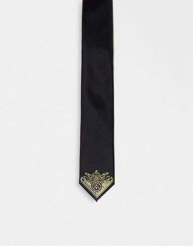Cravate avec détails dorés métallisés - Noir - Asos Design - Modalova