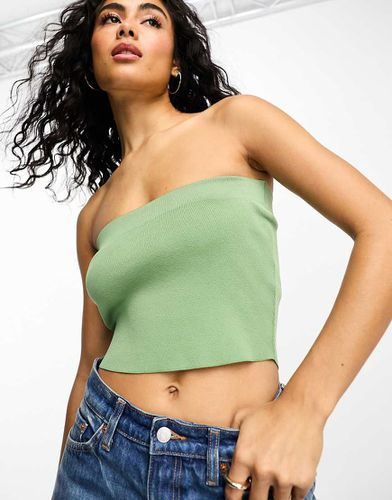 Crop top bandeau en maille - Kaki - Asos Design - Modalova