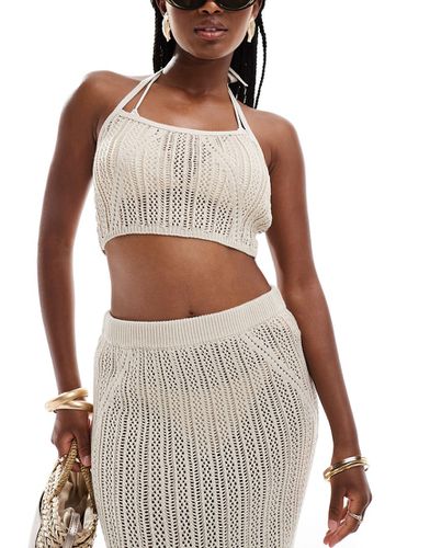 Crop top d'ensemble dos nu en maille - Crème - Asos Design - Modalova