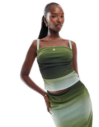 Crop top d'ensemble en tulle à col bénitier et imprimé dégradé - Vert - Asos Design - Modalova