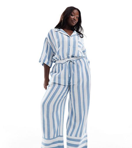 ASOS DESIGN Curve - Circular Design Collection - Pantalon ample à enfiler avec rayures de pyjama - Asos Curve - Modalova