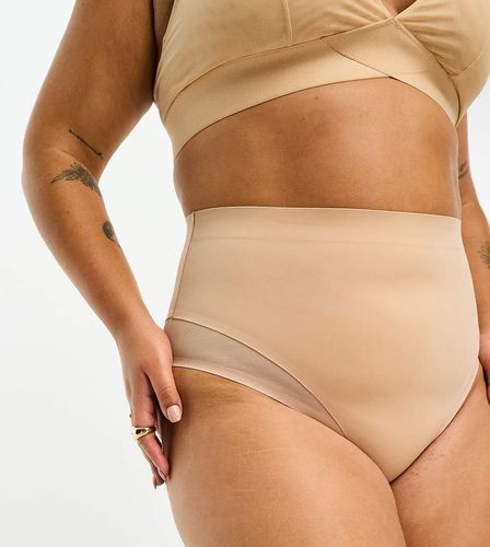 ASOS DESIGN Curve - Culotte taille haute semi-gainante en tulle - Beige - Asos Curve - Modalova