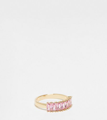 ASOS DESIGN Curve - Bague avec zircons cubiques roses en baguette - Asos Curve - Modalova