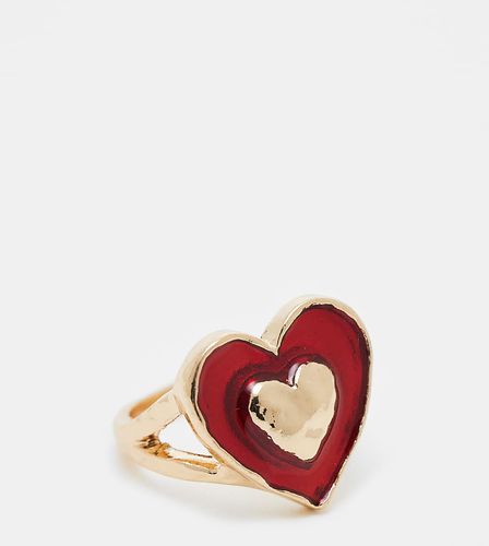 ASOS DESIGN Curve - Bague avec caur en résine - /rouge - Asos Curve - Modalova