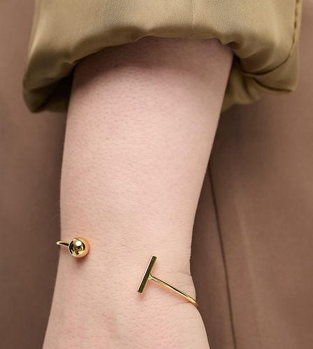 ASOS DESIGN Curve - Bracelet jonc en plaqué or 14 carats avec barre et boule - Asos Curve - Modalova