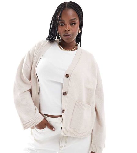 ASOS DESIGN Curve - Gilet coupe carrée à col en V et poches - Crème - Asos Curve - Modalova