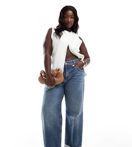 ASOS DESIGN Curve - Jean baggy avec ourlet à revers - moyen - Asos Curve - Modalova