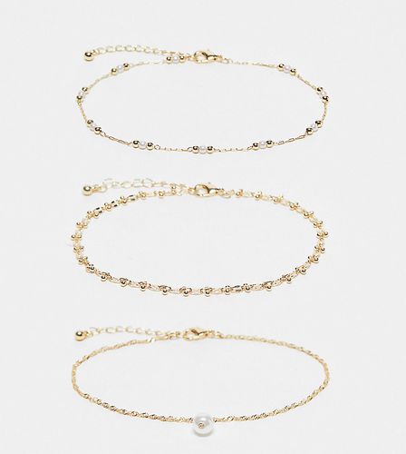ASOS DESIGN Curve - Lot de 3 bracelets de cheville avec perle fantaisie et motif boule - Asos Curve - Modalova