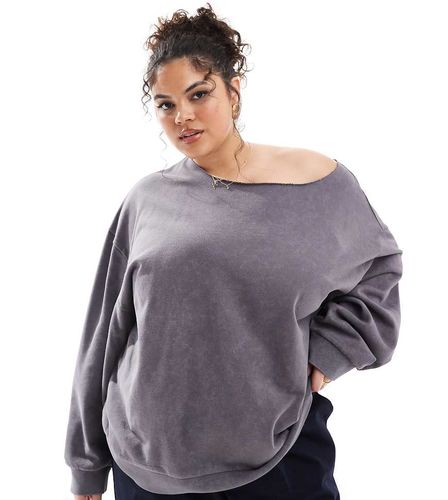 ASOS DESIGN Curve - Sweat-shirt à épaules dénudées - Ardoise délavé - Asos Curve - Modalova