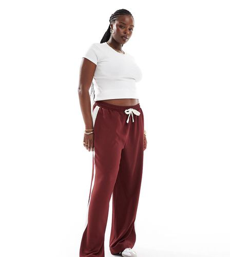 ASOS DESIGN Curve - Pantalon à enfiler avec empiècement contrastant - Bordeaux - Asos Curve - Modalova