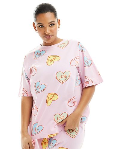 ASOS DESIGN Curve - Pyjama avec t-shirt oversize et short à motif caurs - Asos Curve - Modalova