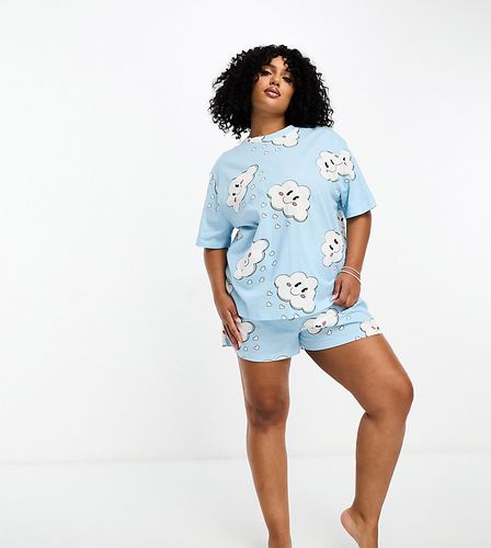 Curve - Pyjama avec t-shirt oversize et short motif nuages - Asos Design - Modalova