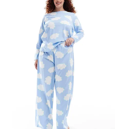 ASOS DESIGN Curve - Pyjama avec top à manches longues et pantalon imprimé nuages - Asos Curve - Modalova