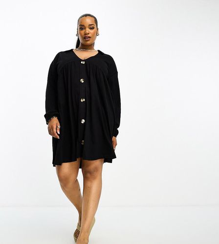 ASOS DESIGN Curve - Robe babydoll courte à manches longues et boutons - Asos Curve - Modalova