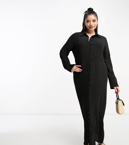 ASOS DESIGN Curve - Robe chemise longue boutonnée - Noir - Asos Curve - Modalova