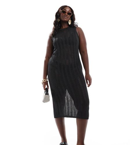 ASOS DESIGN Curve - Robe colonne longueur mollet en maille effet métallisé - Asos Curve - Modalova