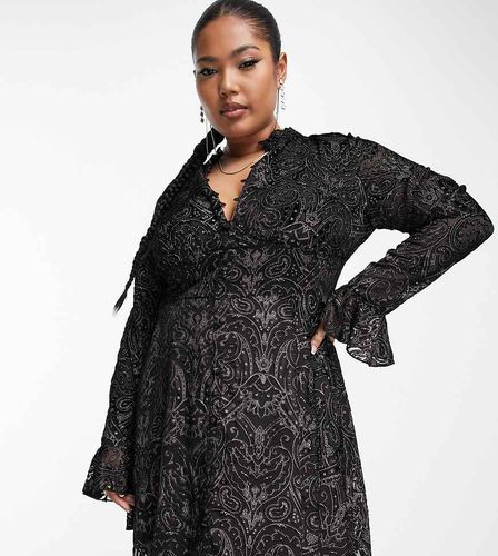 ASOS DESIGN Curve - Robe courte boutonnée à l'avant en velours effet dévoré - Asos Curve - Modalova