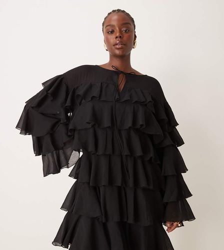 ASOS DESIGN Curve - Robe courte en mousseline à manches longues et volants - Asos Curve - Modalova