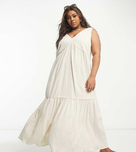 ASOS DESIGN Curve - Robe d'été longue coupe trapèze effet froissé - Naturel - Asos Curve - Modalova