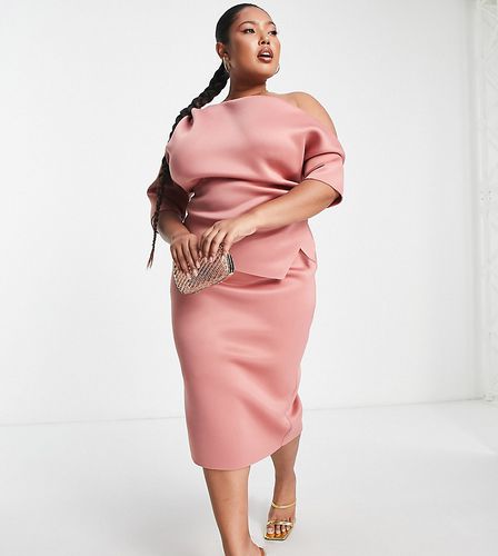 ASOS DESIGN Curve - Robe fourreau mi-longue avec jupe cache-caur - sombre - Asos Curve - Modalova